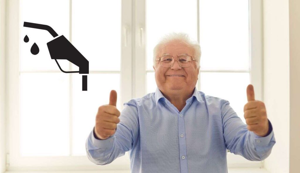 Uomo felice carburante